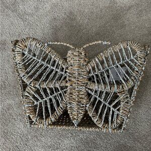 NWT Pottery Barn Kids Silver Rope Butterfly Shaped Storage